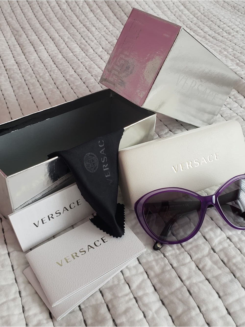 Versace Purple Cat-Eye Sunglasses with Dark Lenses